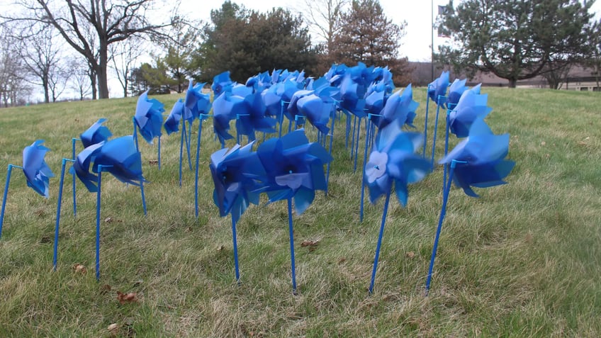 pinwheels geplant ter ondersteuning van de maand van de kindermishandeling
